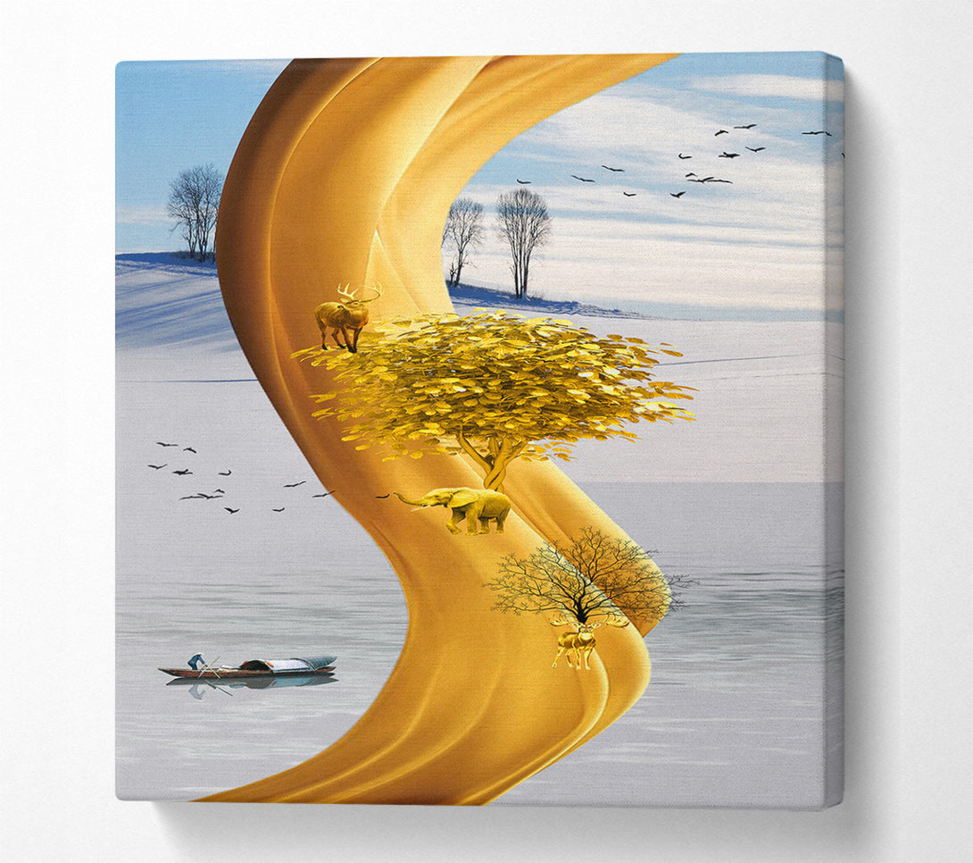  A Canvas Print of Golden Swirl And Tree Canvas Print