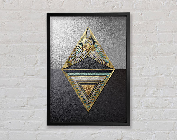 Golden Triangles  Black And White Framed Print
