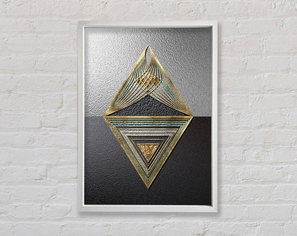 Golden Triangles  White And White Framed Print