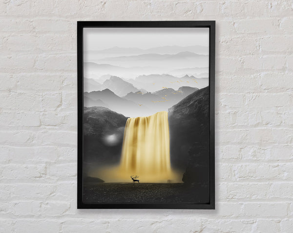 Golden Waterfall Framed Print