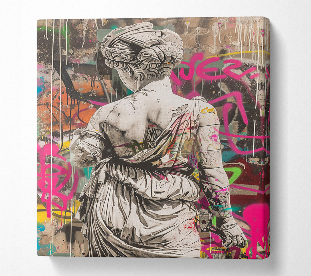  A Canvas Print of Graffi Greek Statue Canvas Wall Art