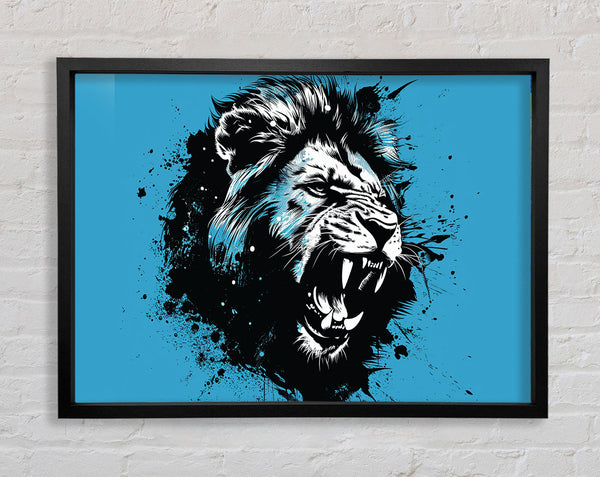Graffiti Blue Lion Framed Print