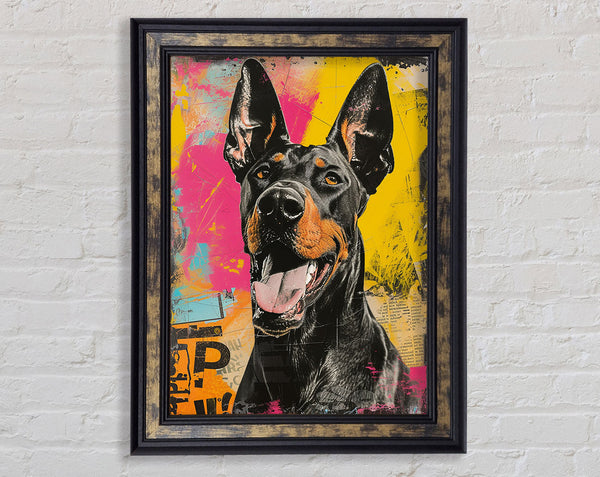 Graffiti Doberman Framed Print