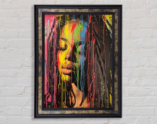 Graffiti Dripping Woman Framed Print