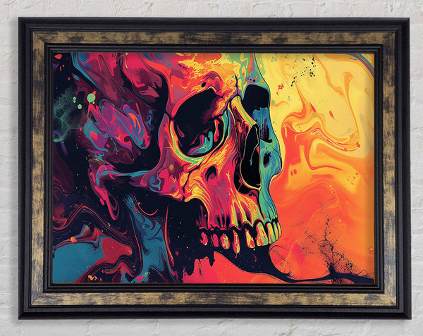 Graffiti Explosion Skull Framed Print