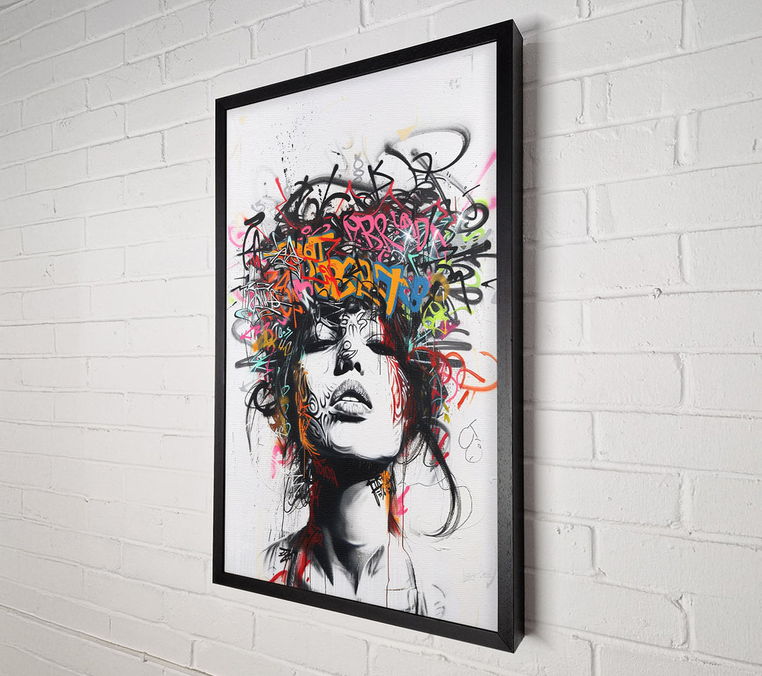  A Canvas Print of Graffiti Hair Woman Canvas Wall Art
