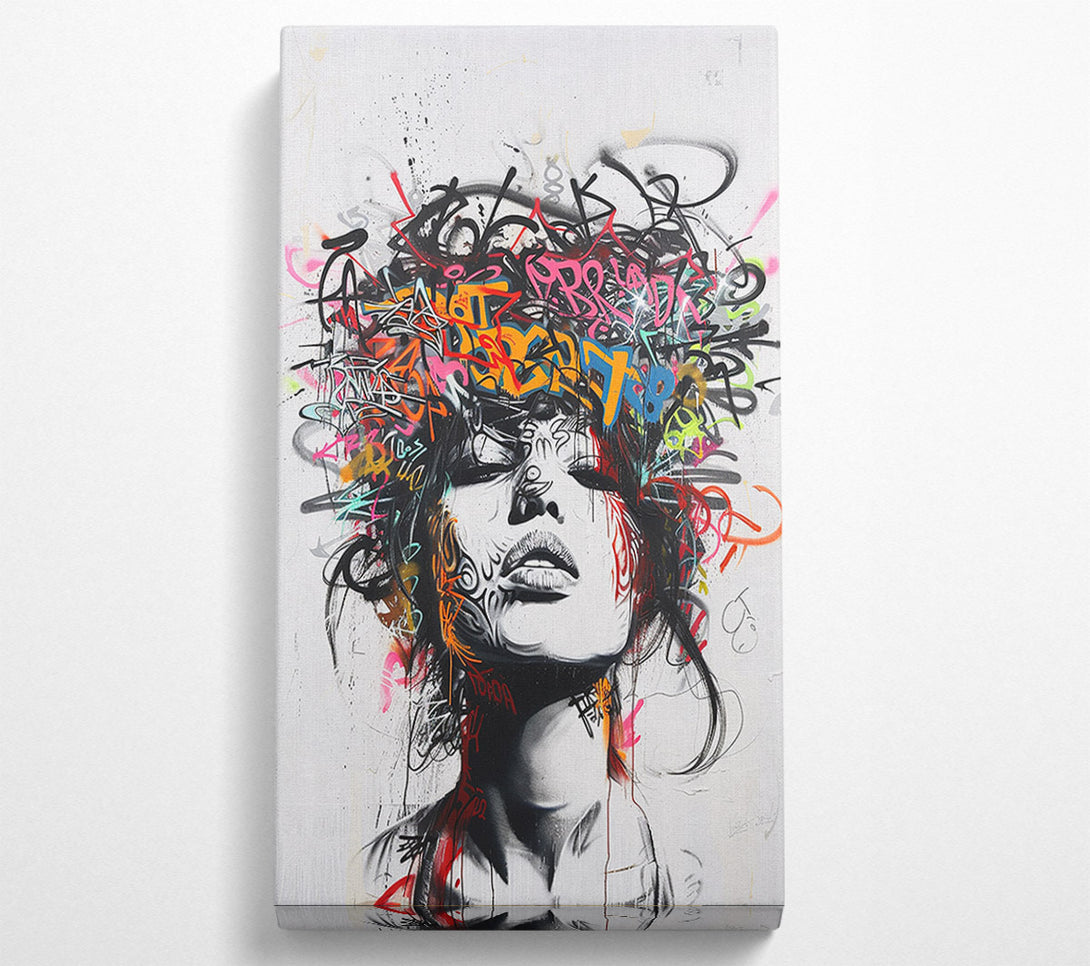  A Canvas Print of Graffiti Hair Woman Canvas Wall Art