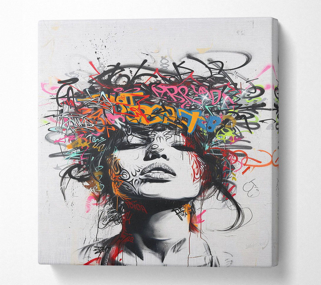  A Canvas Print of Graffiti Hair Woman Canvas Wall Art