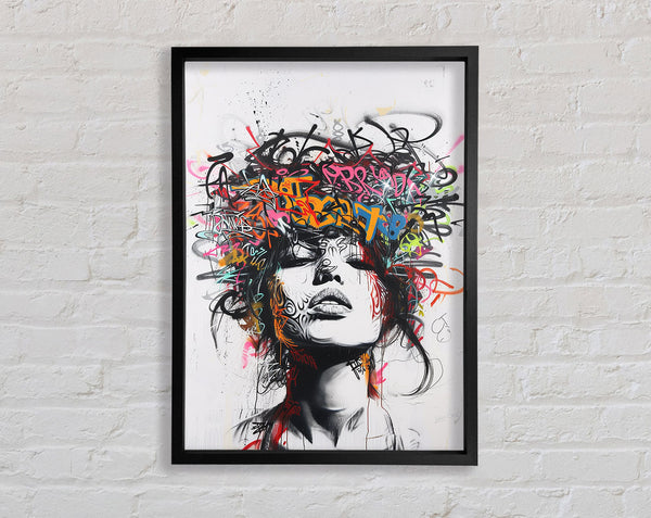 Graffiti Hair Woman Framed Print