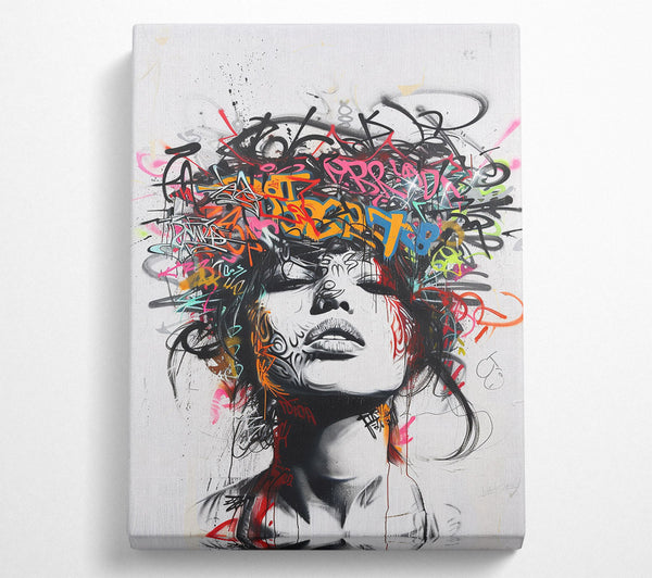  A Canvas Print of Graffiti Hair Woman Canvas Wall Art