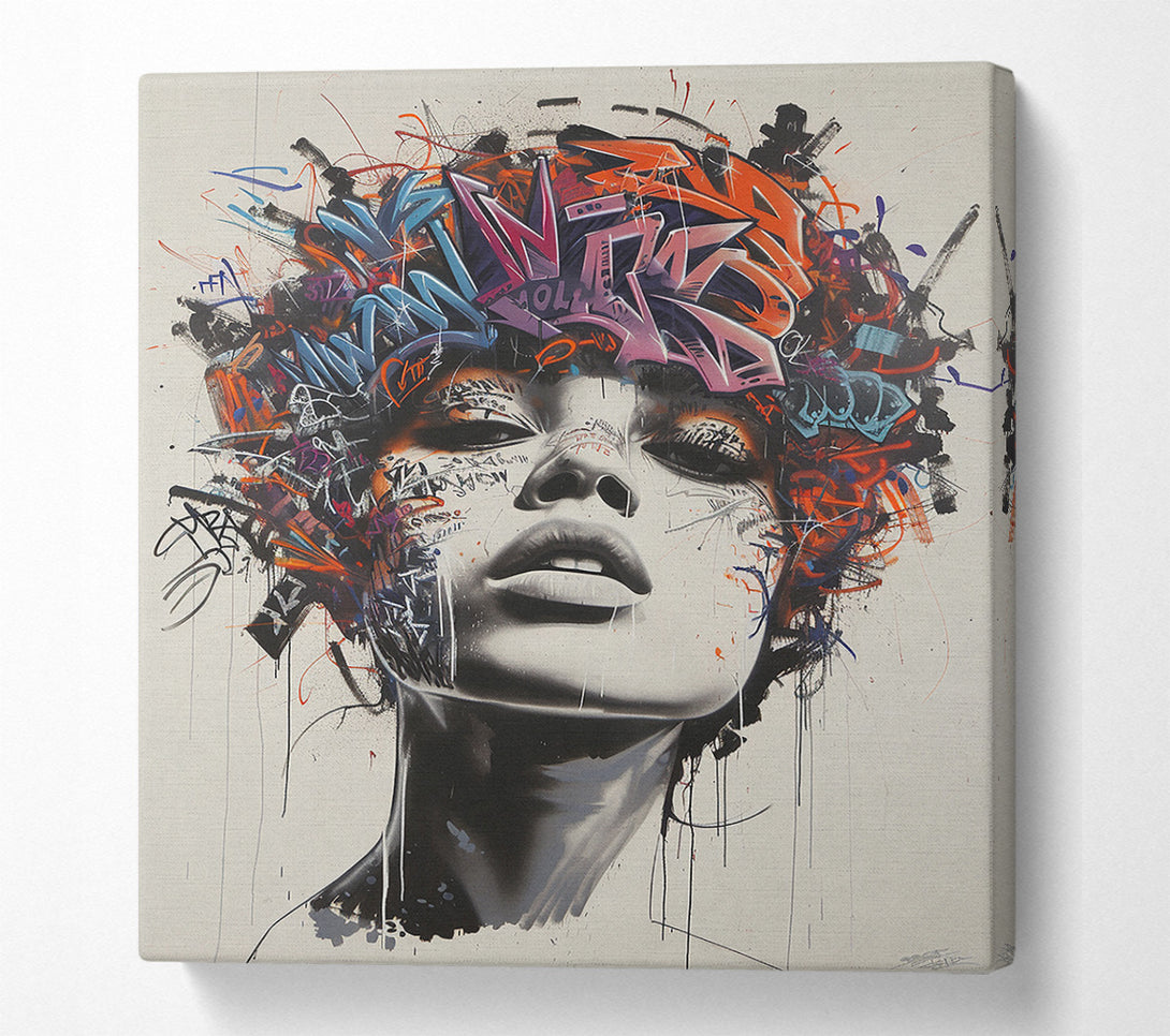  A Canvas Print of Graffiti Head Woman Canvas Art