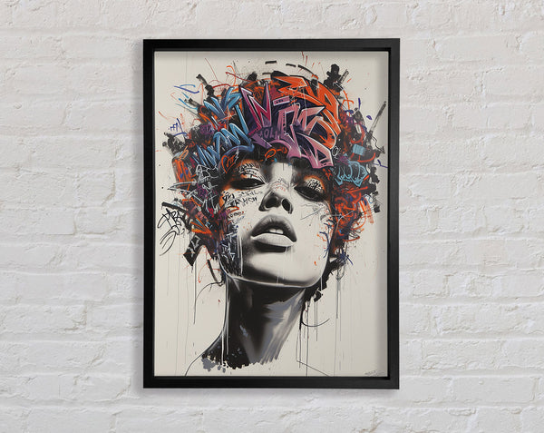 Graffiti Head Woman Framed Print