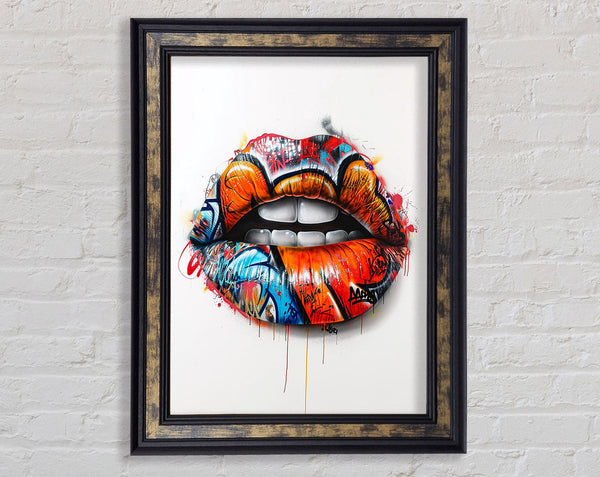 Graffiti Lips Framed Print