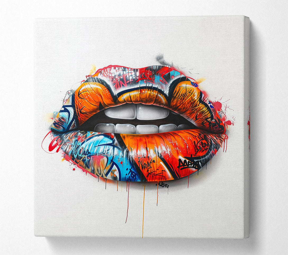  A Canvas Print of Graffiti Lips Canvas Wall Art