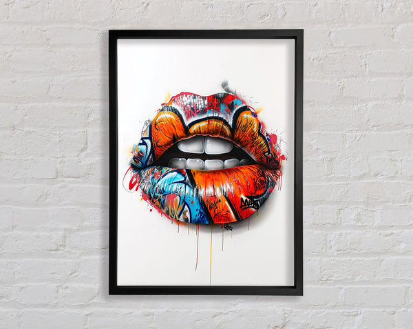 Graffiti Lips Framed Print