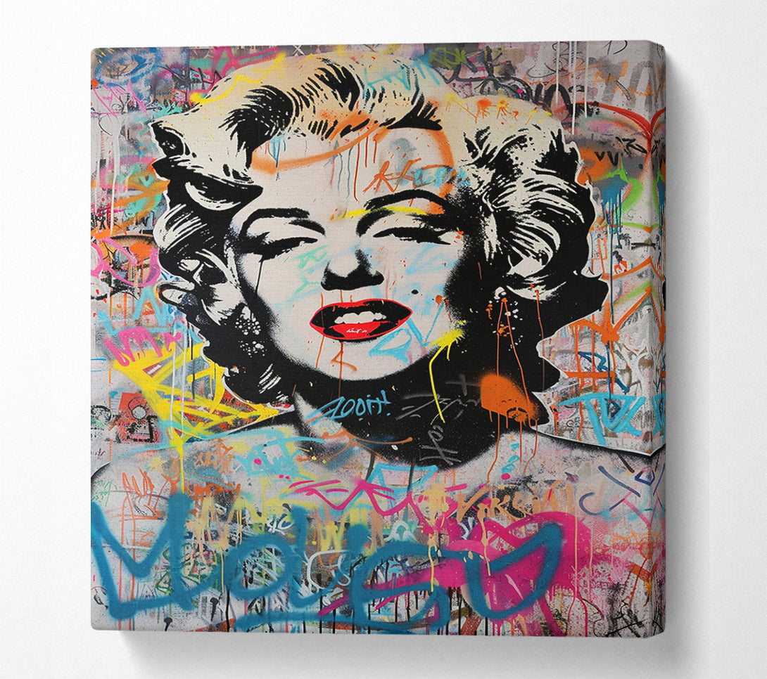  A Canvas Print of Graffiti Popart Monroe Beauty Canvas Wall Art