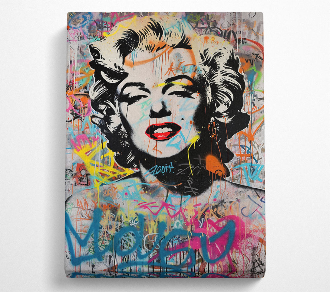  A Canvas Print of Graffiti Popart Monroe Beauty Canvas Wall Art