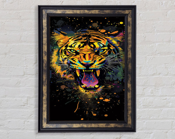 Graffiti Splatter Tiger Framed Print