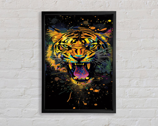 Graffiti Splatter Tiger Framed Print