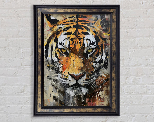 Graffiti Tiger Stare Framed Print