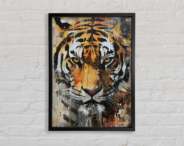 Graffiti Tiger Stare Framed Print