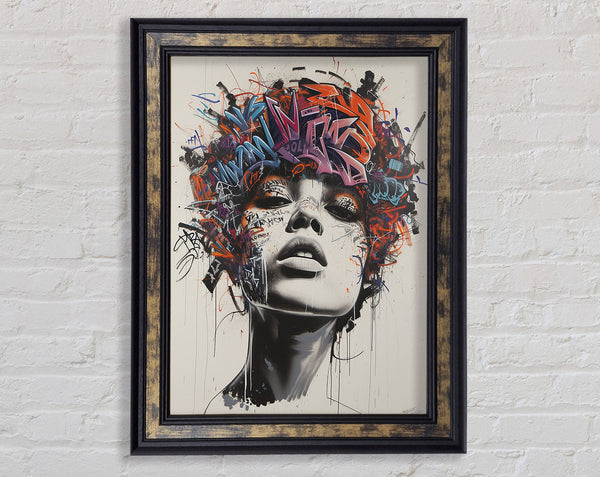 Graffiti Woman Head Framed Print