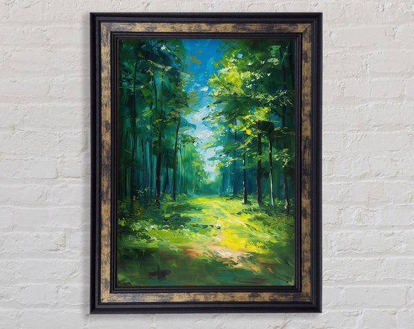 Green And Blue Forest Framed Print