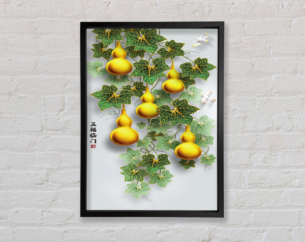 Green Leaves  Yellow Ornaments Framed Print