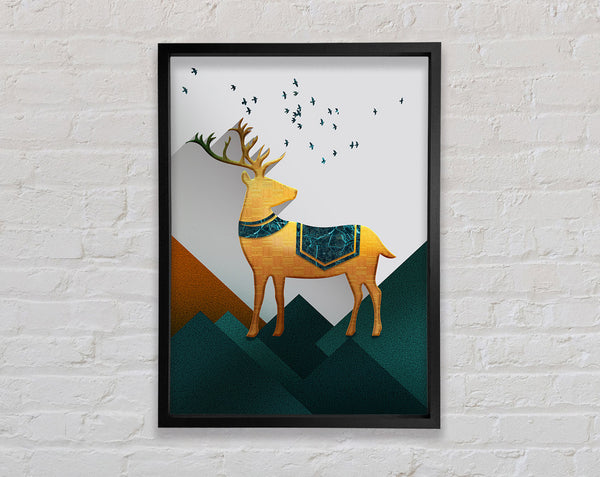 Green Mountain Gold Stag Framed Print