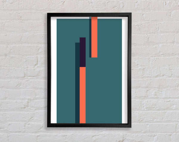 Green Rectangle With Orange Lines Framed Print