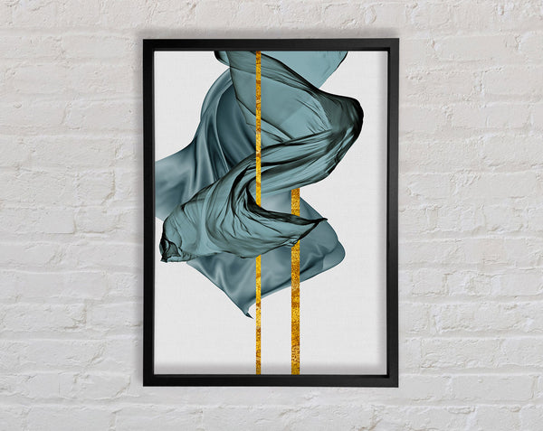 Green Swirl  Gold Lines Framed Print
