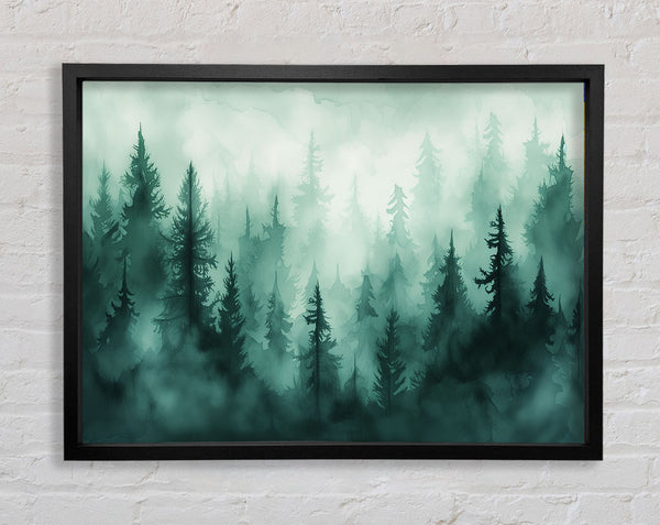 Green Watercolour Trees Framed Print