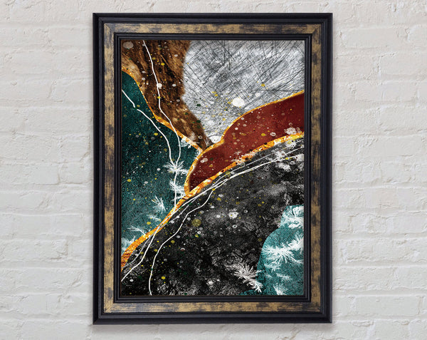 Green  Walnut Gold Abstract Framed Print