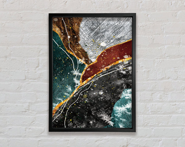 Green  Black Gold Abstract Framed Print