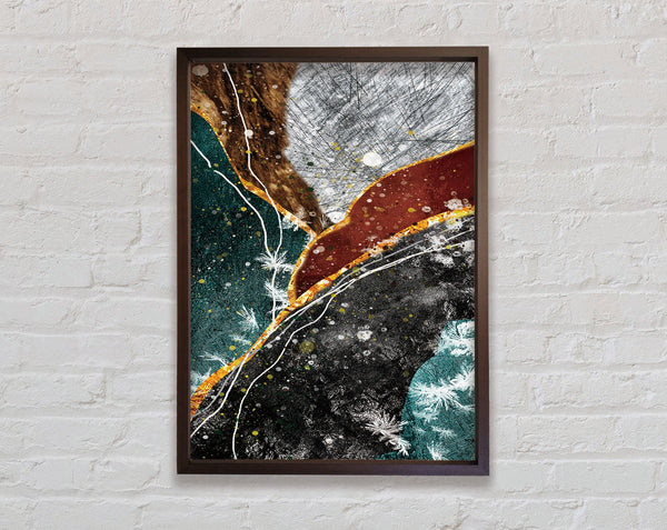 Green  Walnut Gold Abstract Framed Print
