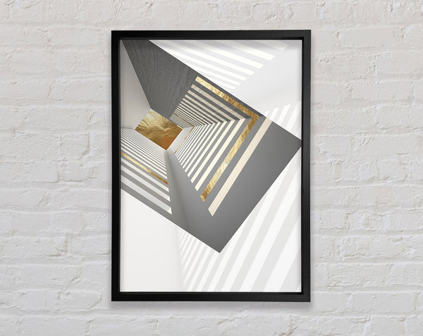 Grey And Gold Vertical View Framed Print