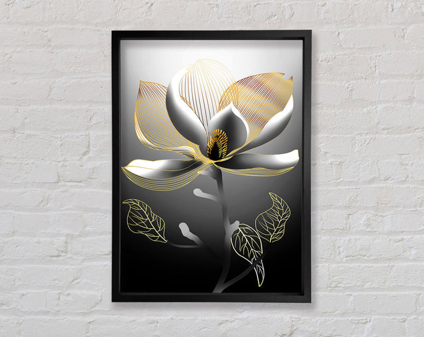 Grey Plant With Gold Lines Framed Print