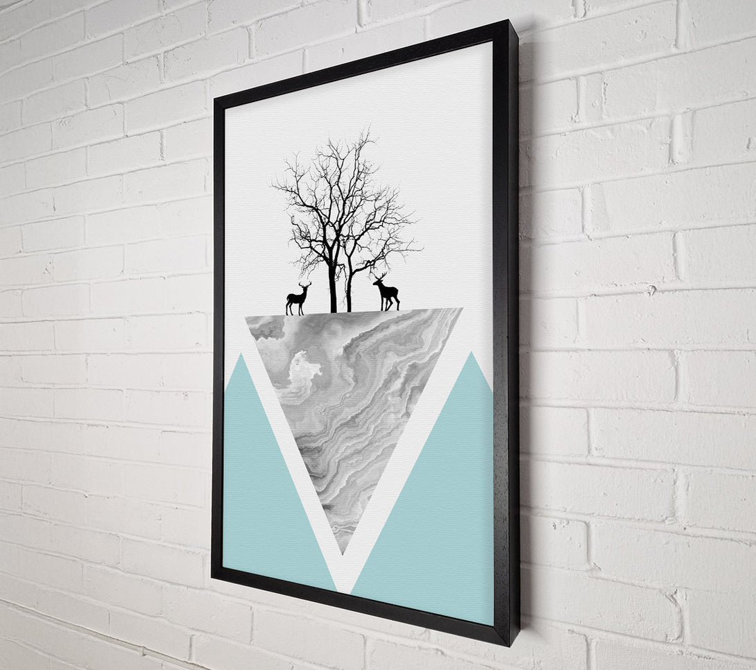  A Canvas Print of Grey Triangle With Black Tree Canvas Art