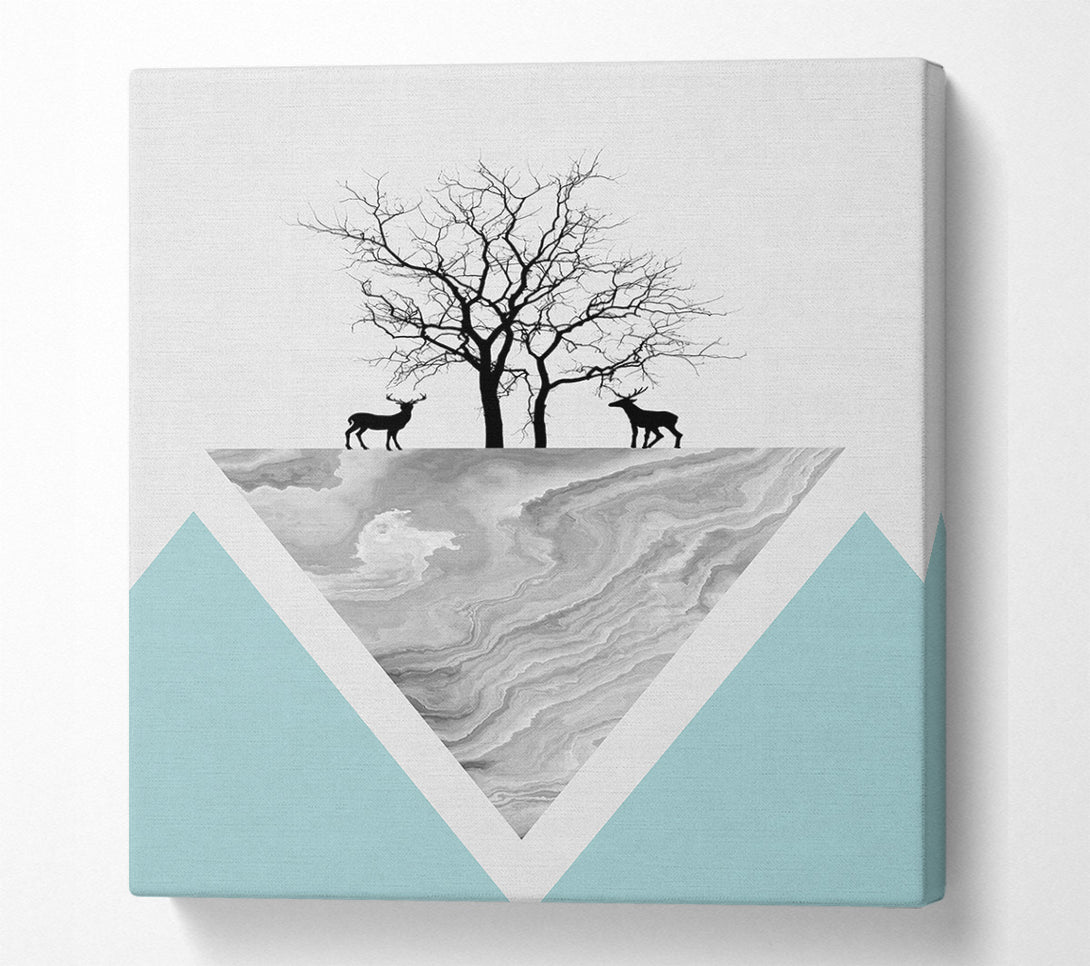  A Canvas Print of Grey Triangle With Black Tree Canvas Art