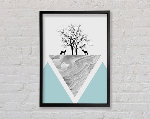 Grey Triangle With Black Tree Framed Print