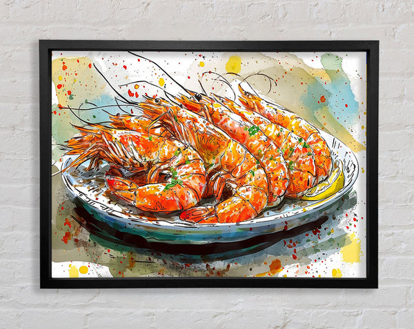 Grilled Shrimp Framed Print