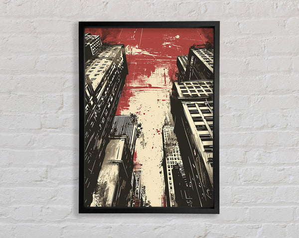Grunge City Framed Print