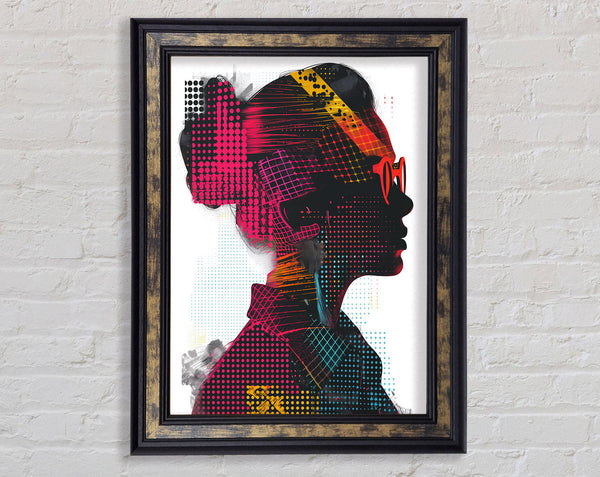 Halftone Trendy Woman Framed Print