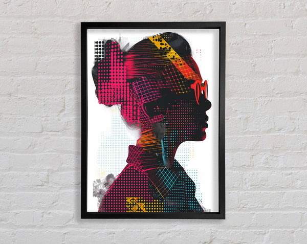 Halftone Trendy Woman Framed Print