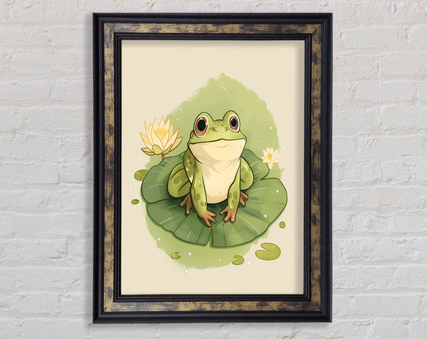 Happy Frog Lilypad Framed Print