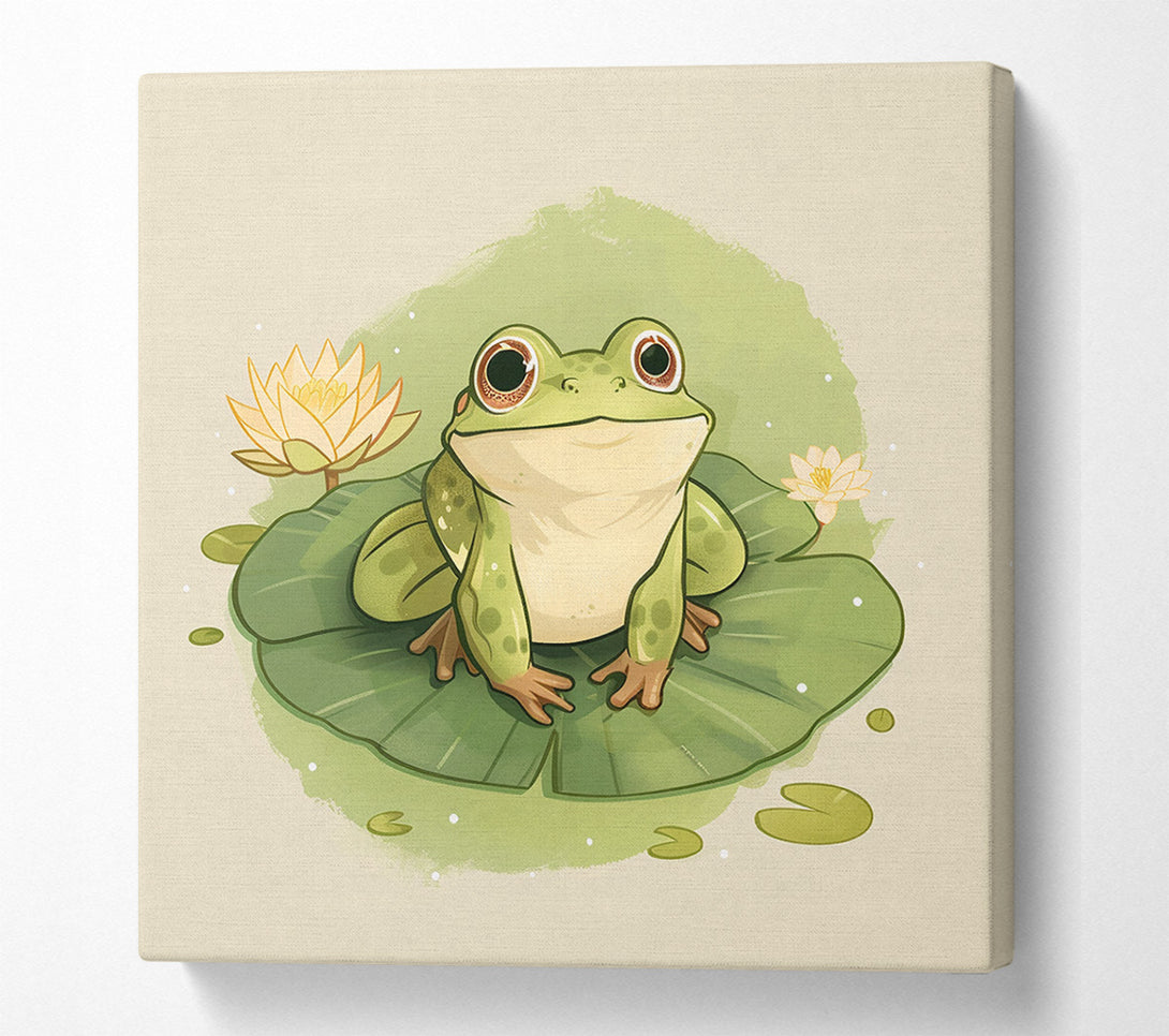  A Canvas Print of Happy Frog Lilypad Canvas Print