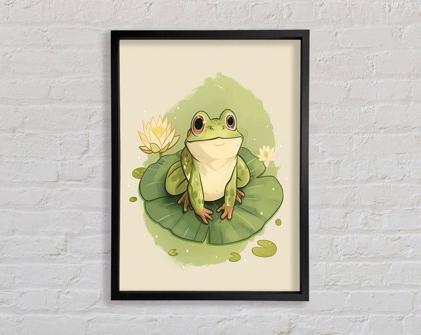 Happy Frog Lilypad Framed Print