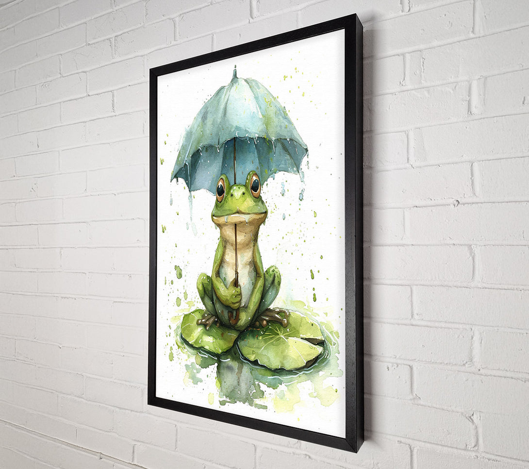  A Canvas Print of Happy Frog Umbrella Canvas Wall Art