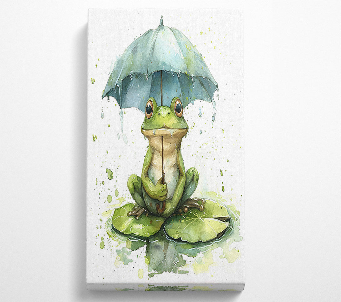  A Canvas Print of Happy Frog Umbrella Canvas Wall Art