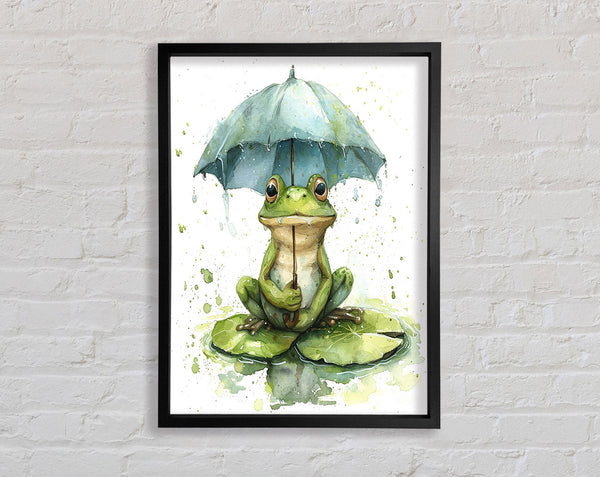 Happy Frog Umbrella Framed Print